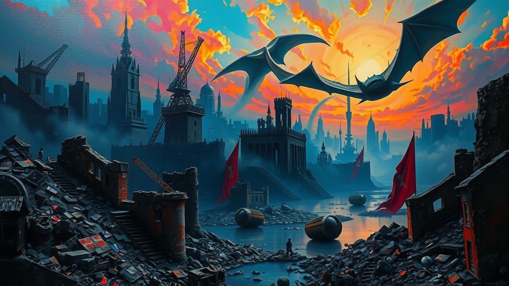 Apocalyptic Landscape in Dark Impasto Style