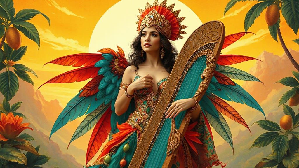 Curvaceous Harpy in Vibrant Argentinean Style