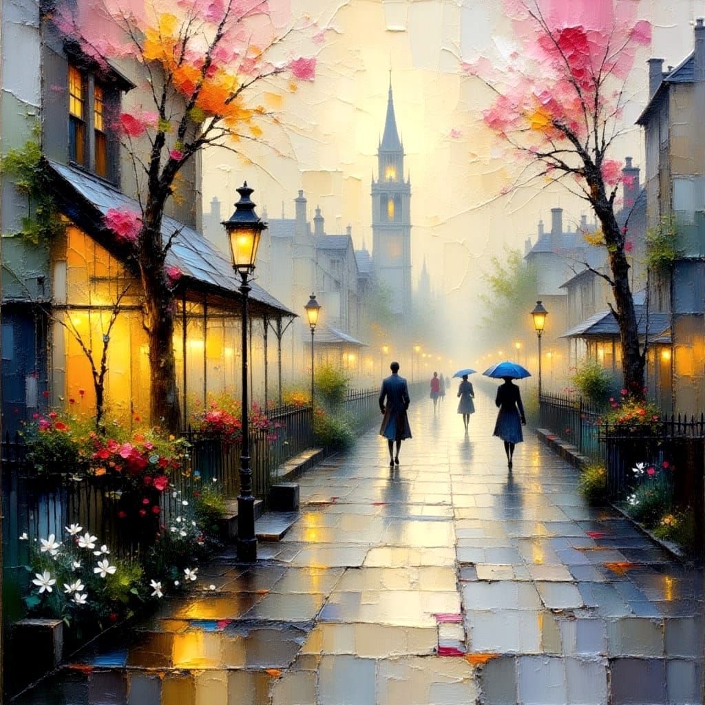 Dreamy English Streets in Soft Pastel Hues