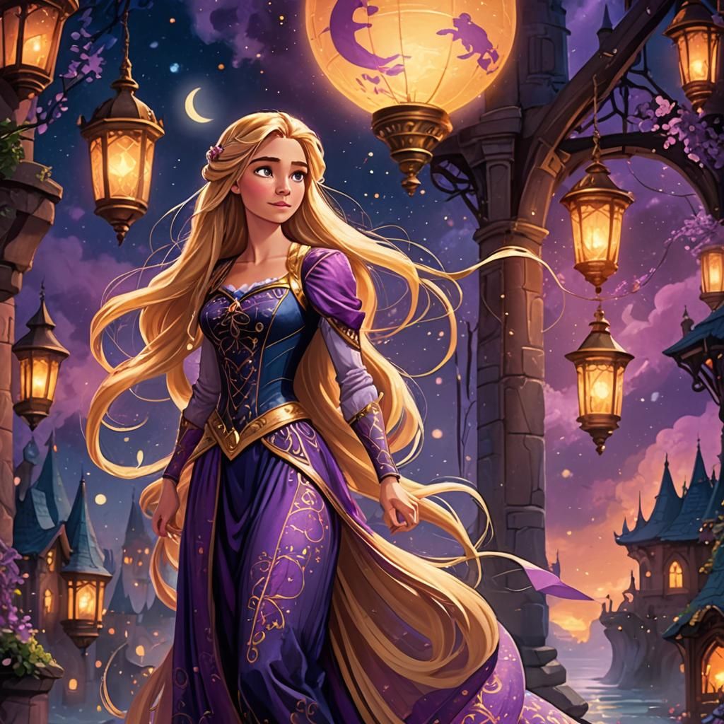 Rapunzel in Mystical Kingdom: Fantasy Concept Art