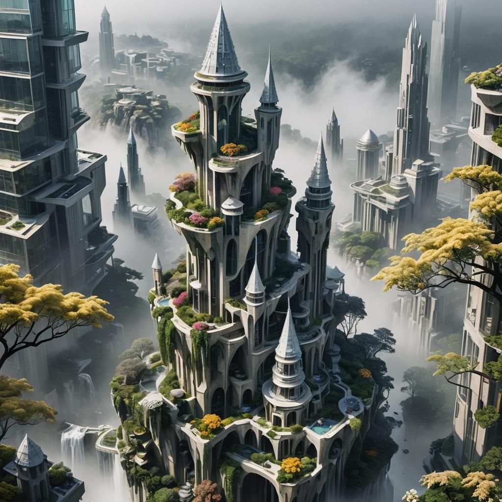 Fantasy City with Alabaster Wizard Tower