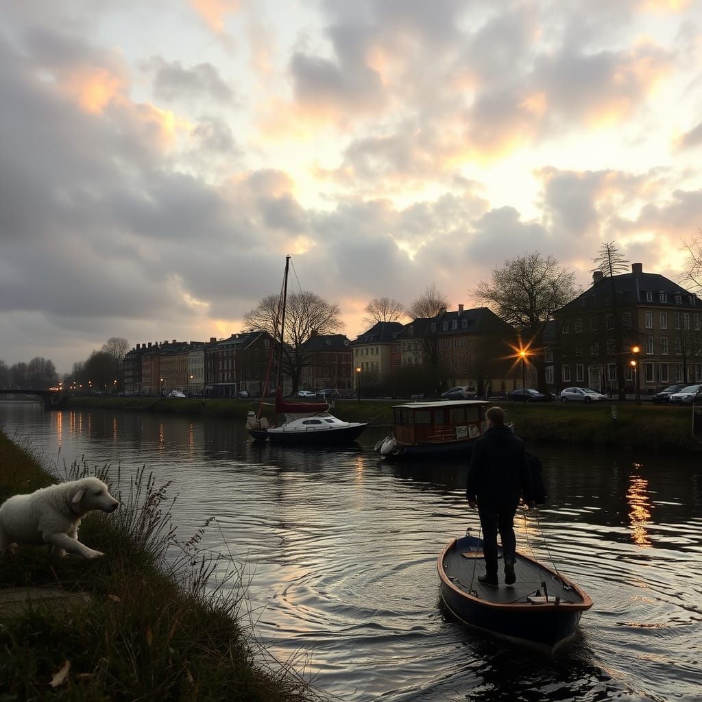 Surreal Riverboat Scene in a Romantic Setting