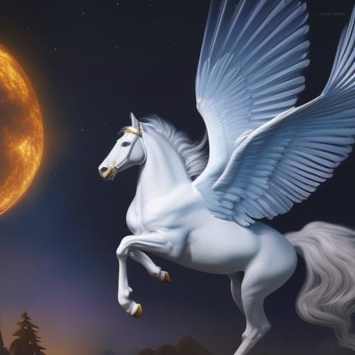 Pegasus and Phoenix Flight in Fantasy Splash Art