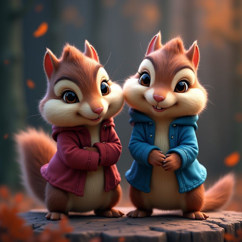 Fantastical Chipmunk Realm in Vibrant Color