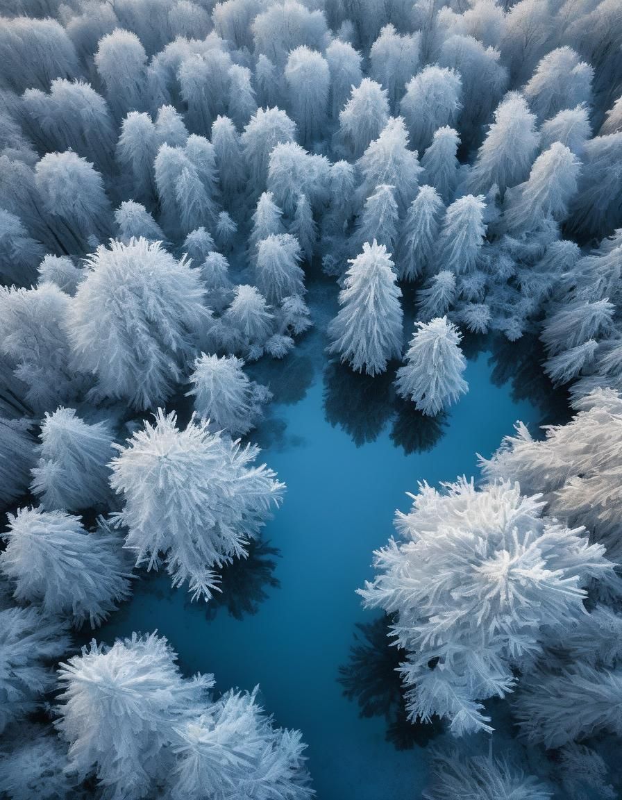 Winter's Touch: Frosty Trees in Snow