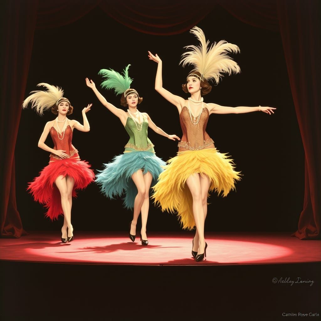 Flapper Showgirls in Art Nouveau Style