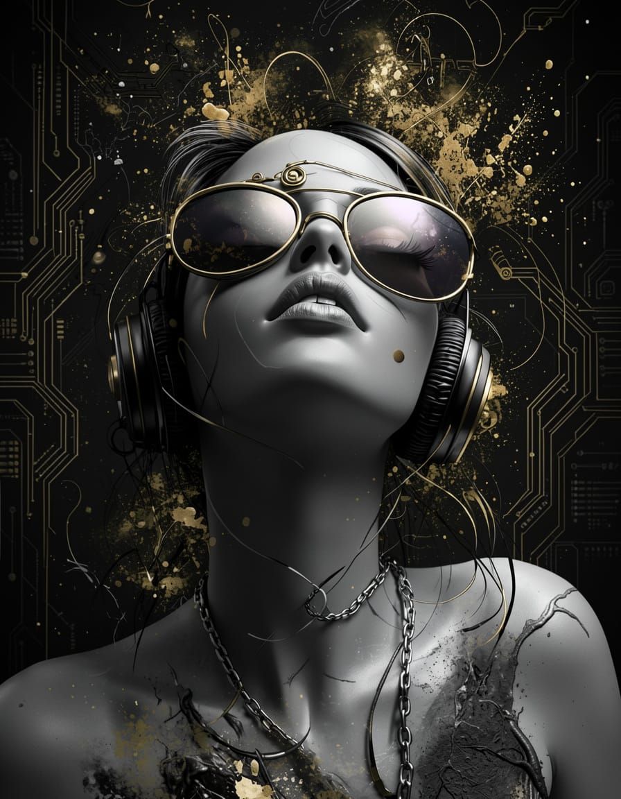 Futuristic Woman Portrait in Cyberpunk Style