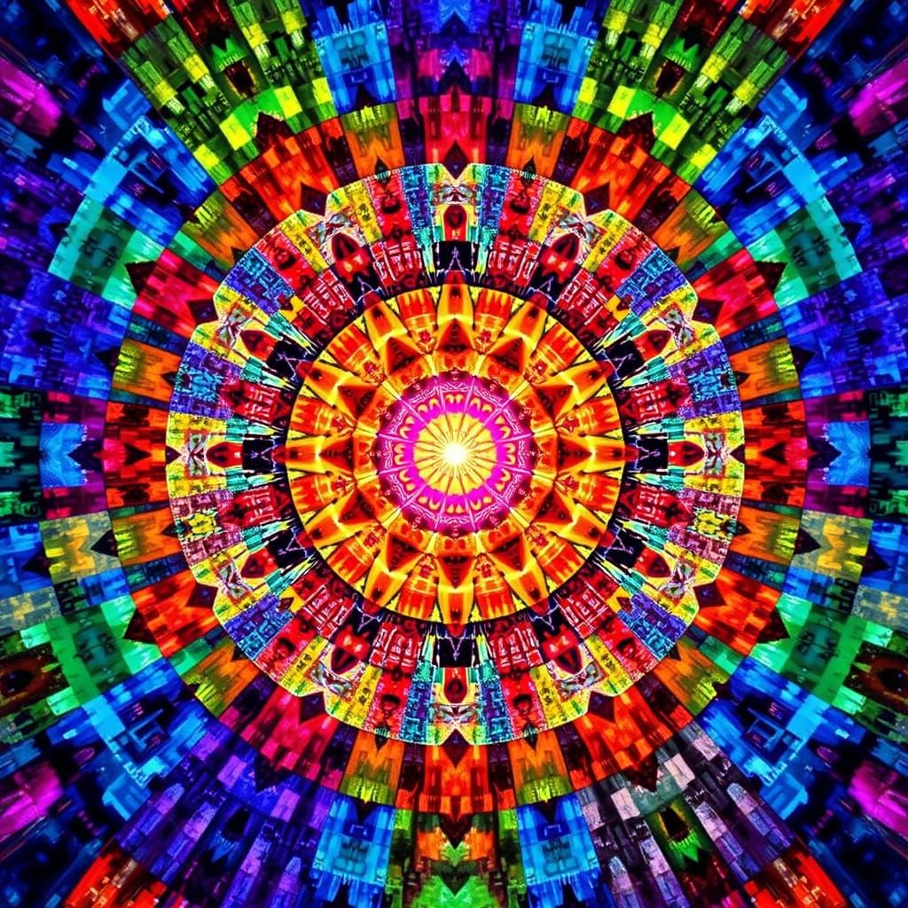 Kaleidoscopic Radiance in Pointillist Mosaic Style
