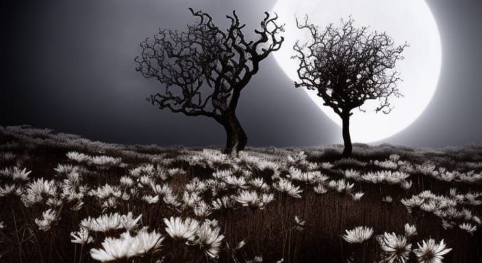 Ethereal Still Life in Tim Burton Style