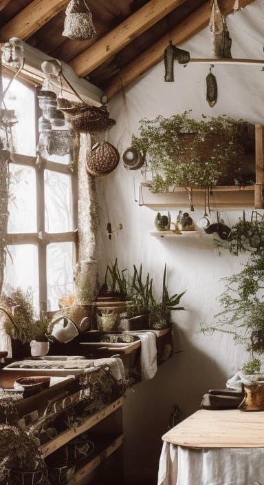 Cottagecore Witch Kitchen: A Maximalist Digital Painting