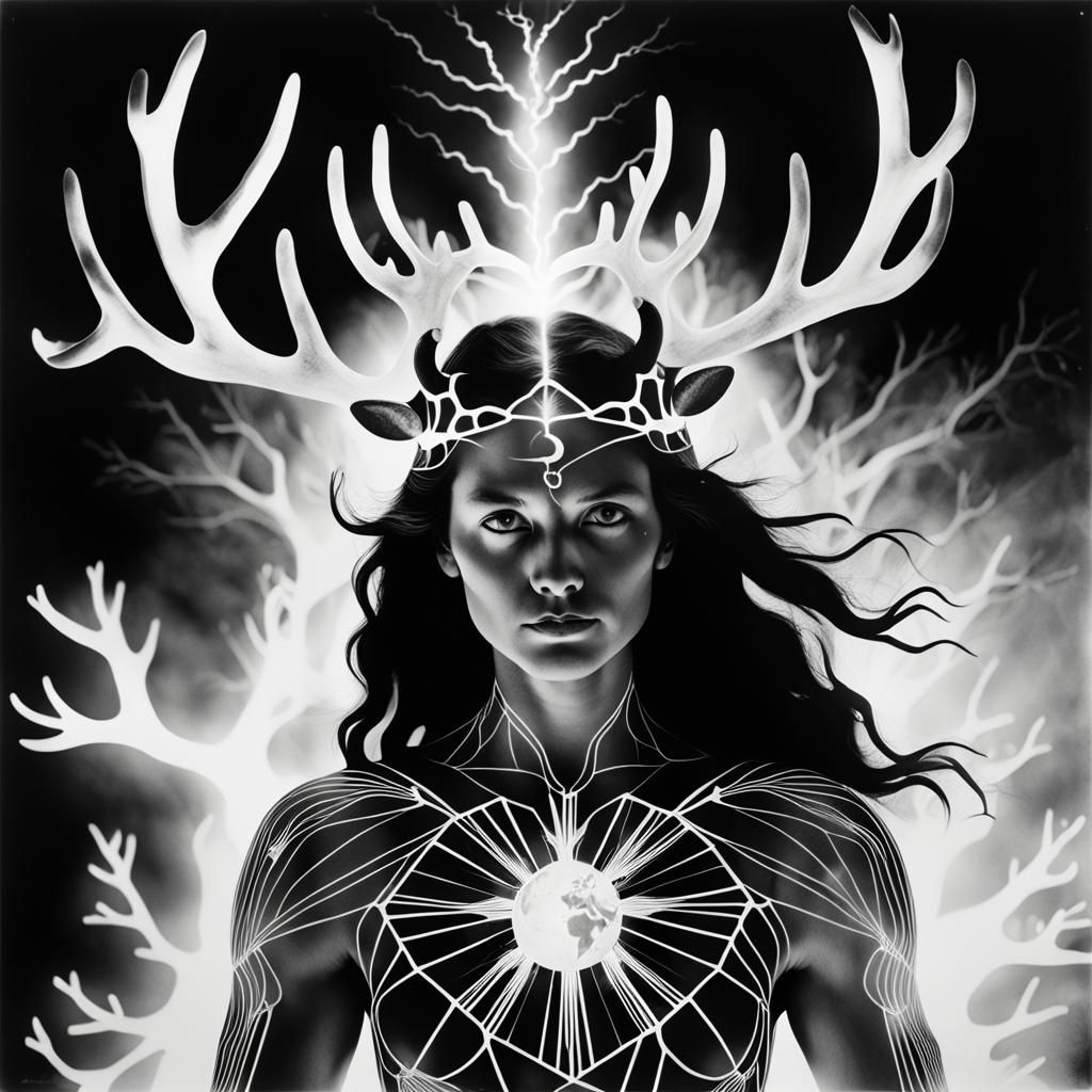Photogram of Antlered Man and Earth Goddess