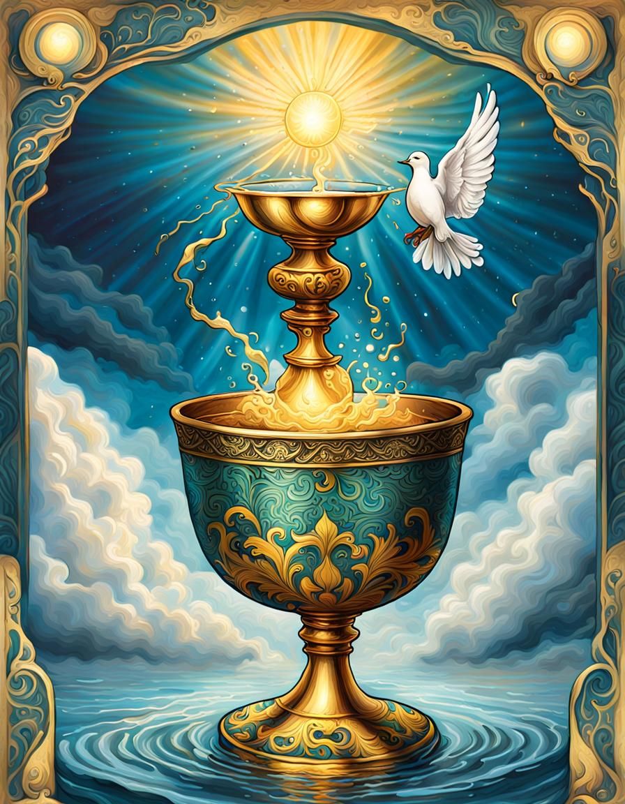 Ace of Cups Tarot Card in Hyperrealistic Style