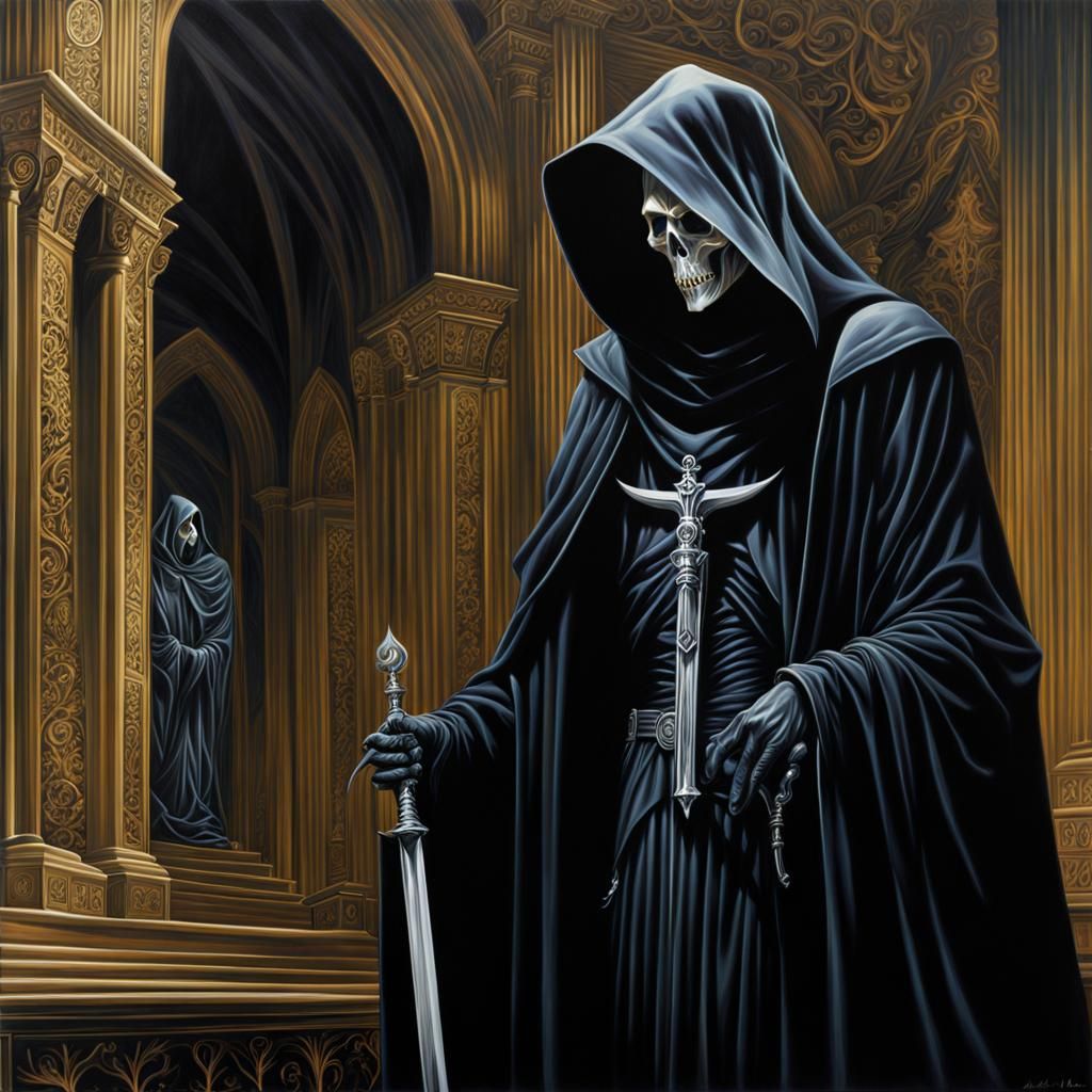 Grim Reaper in Gothic Horror Art Style