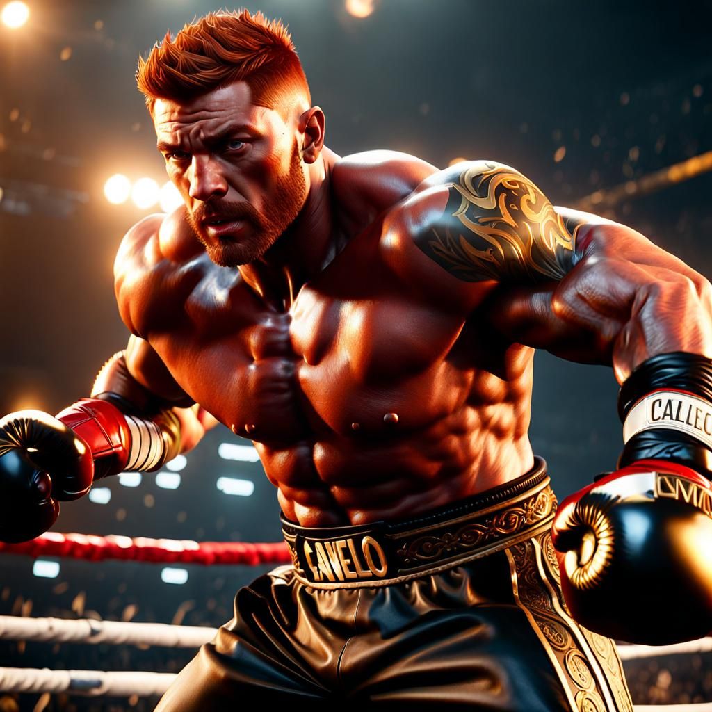 Canelo, mid-punch stop-action shot