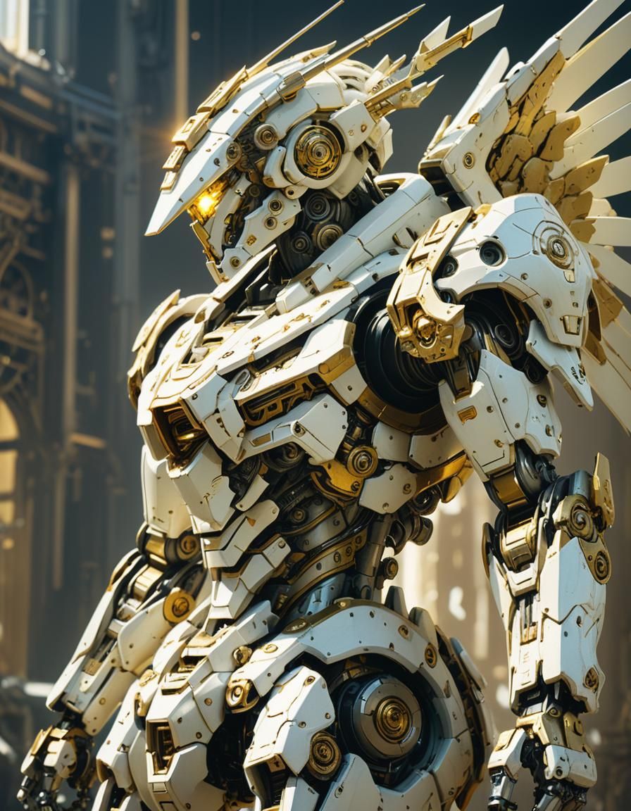 Angelic Mecha in Fantasy Sci-Fi Style