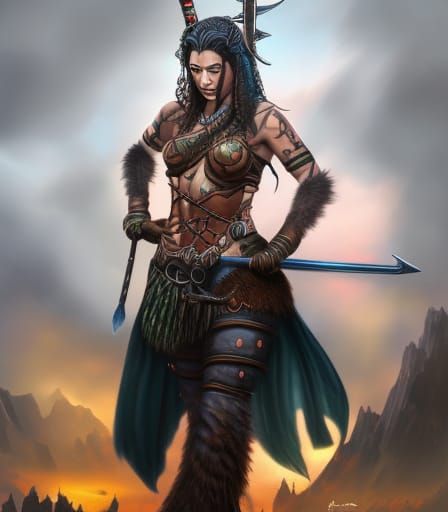 Celtic Druid Bear Warrior Fighting Lovecraft Monster