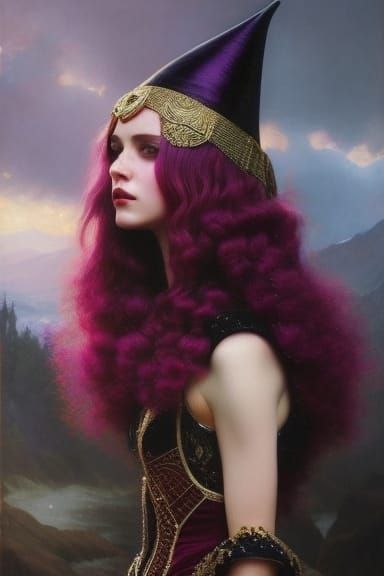 Evil Witch Girl Portrait in Hyperrealistic Style