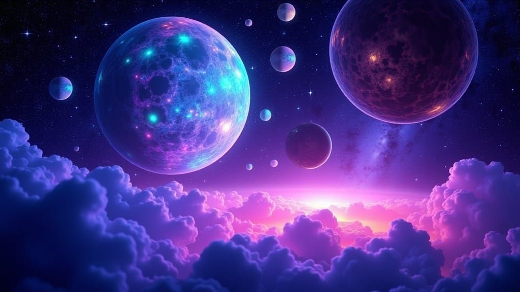 Galactic Wonders in Vibrant Hues: A Breathtaking Celestial S...