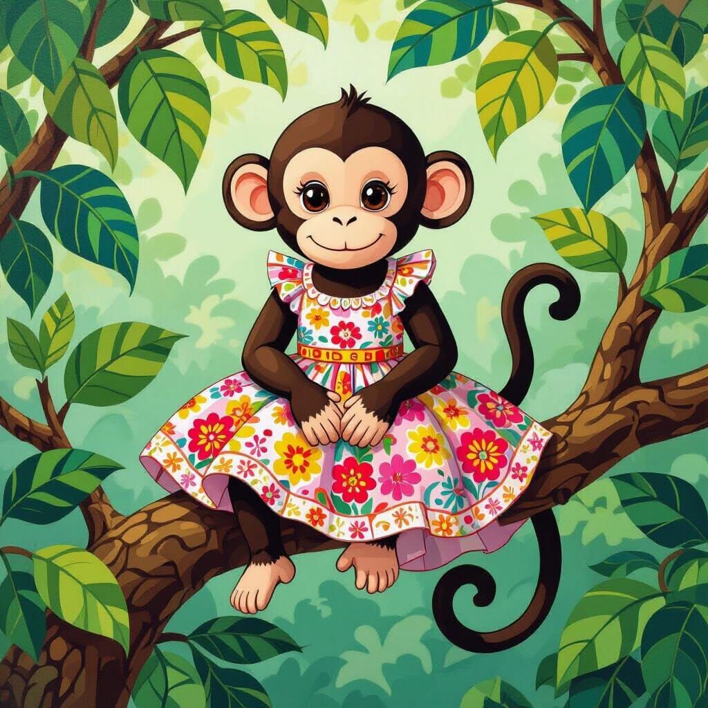 Monkey in Dress: Pop Surrealist Digital Art