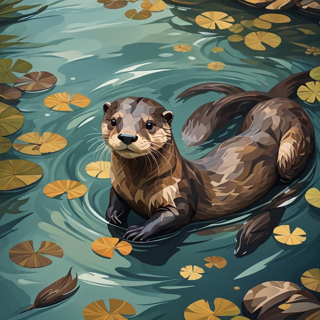 Otter Floating