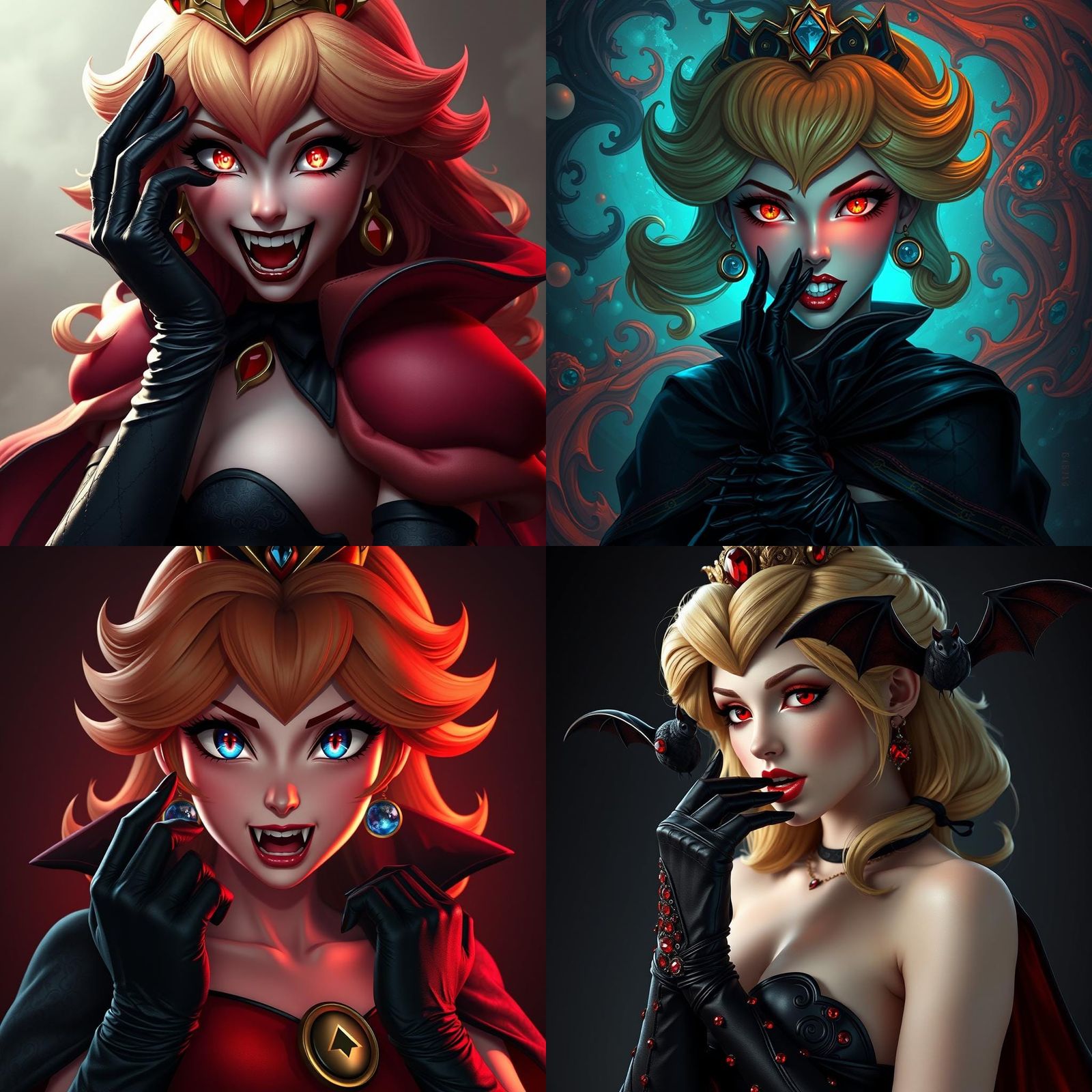 Vampire Princess Peach Portrait in Anime Style