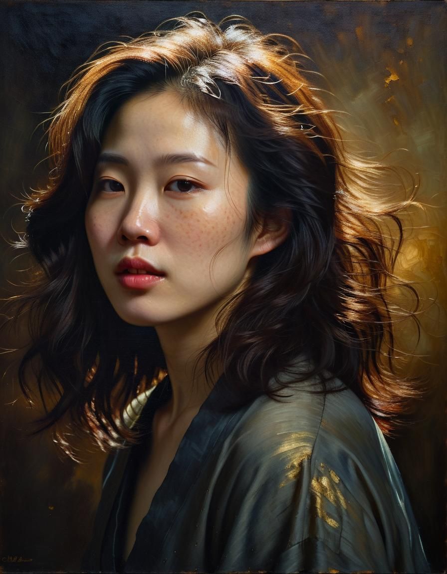 Baroque Portrait of Korean Woman in Oil
