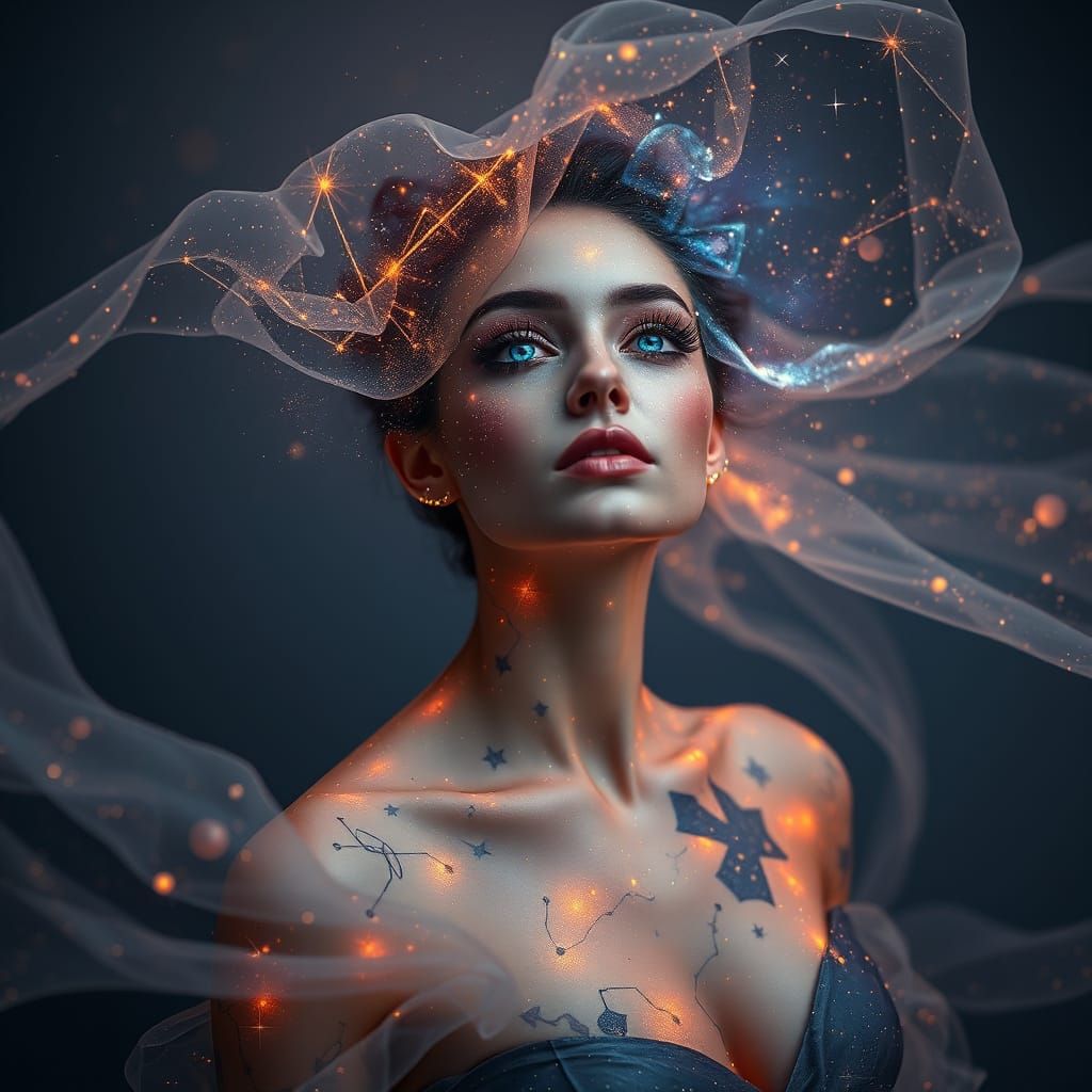 Galactic Woman Portrait in Ethereal Aesthetic