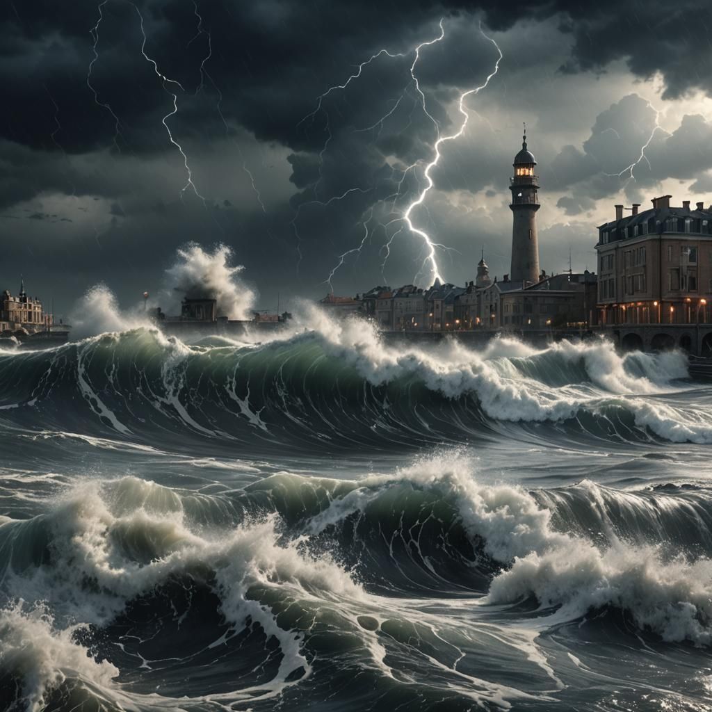 Tornadic Waves Serpent Attack in Ominous Storm