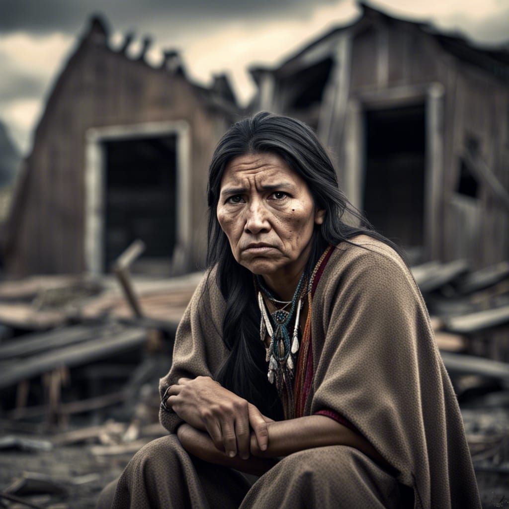Sorrow in Ruins: Native American Woman's Despair