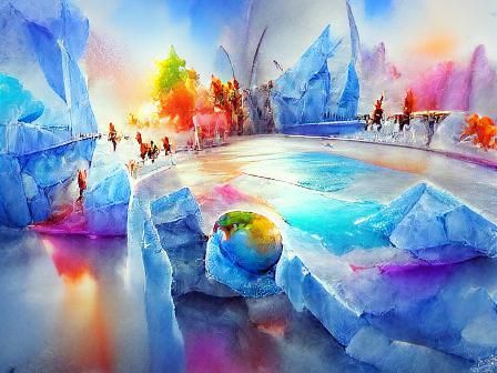 Colorful Ice World Concept Art in Watercolor