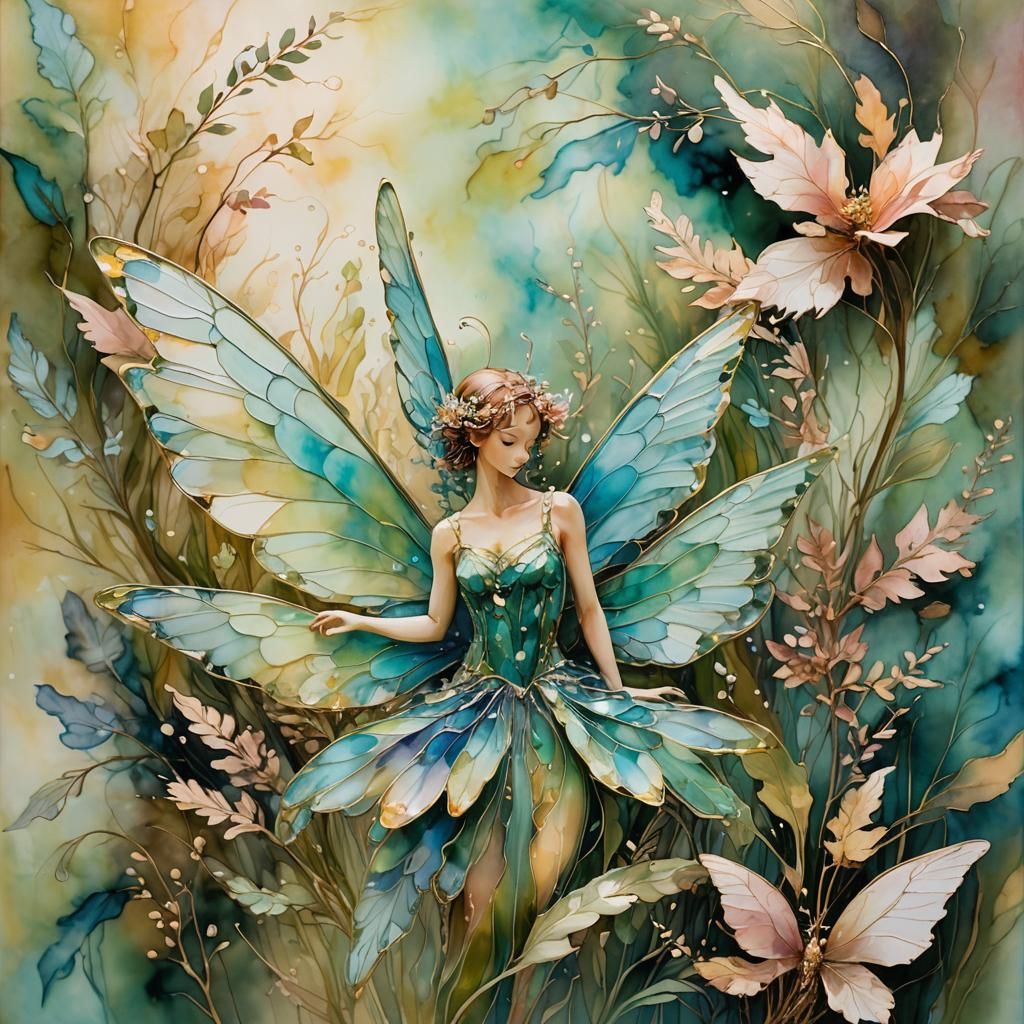 Ethereal Fairy Portrait in Impressionistic Style