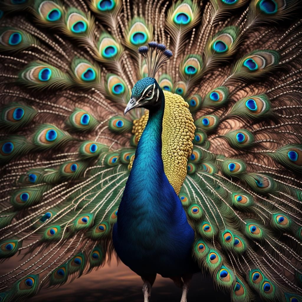 Majestic Peacock Display: Detailed Photography in Vibrant Co...