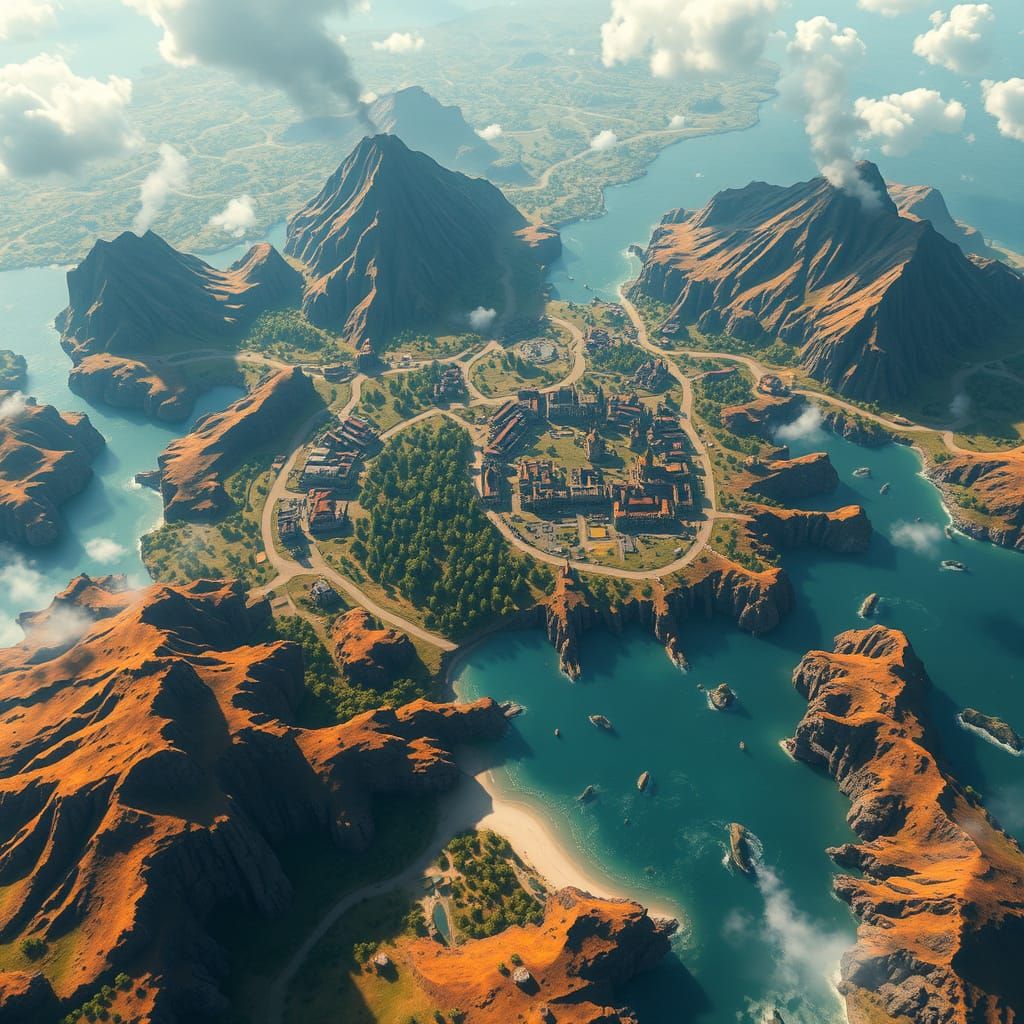 Epic Fantasy World Map in Vibrant Colors