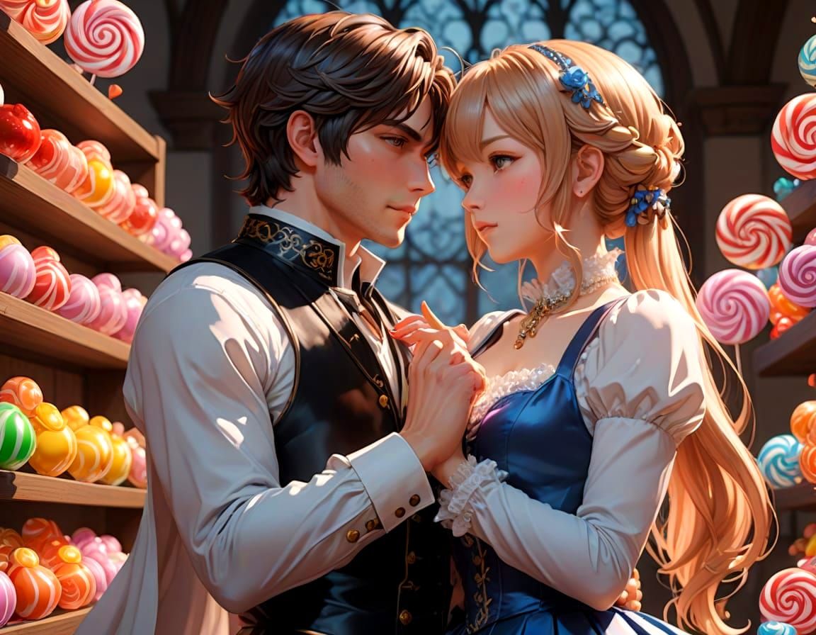 Candy and Anthony's Whimsical Romance in 8K Anime Style