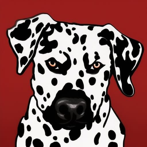 Dalmatian Dog Face in Black Line Art