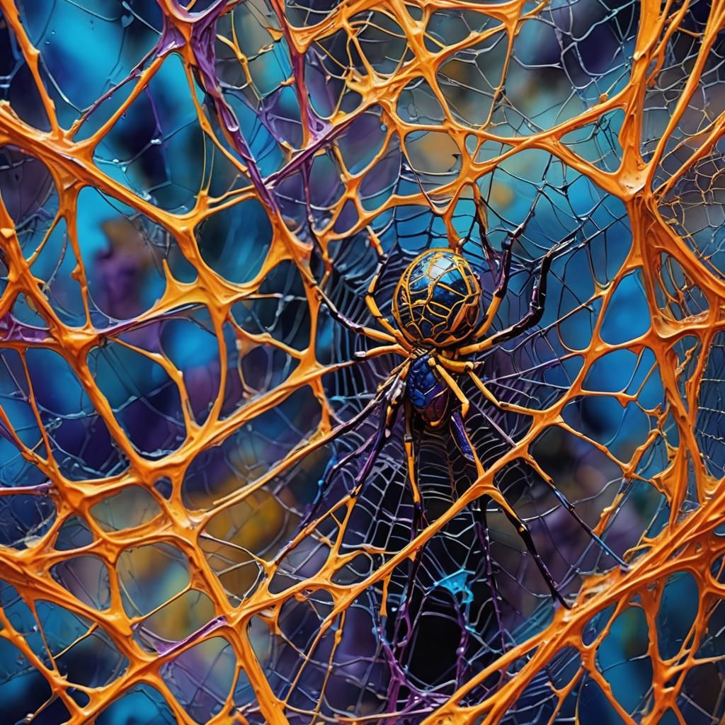 Figure Trapped in Web: Abstract Expressionism Close-Up