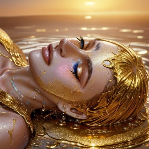 Golden Liquid on Skin in Soft Focus