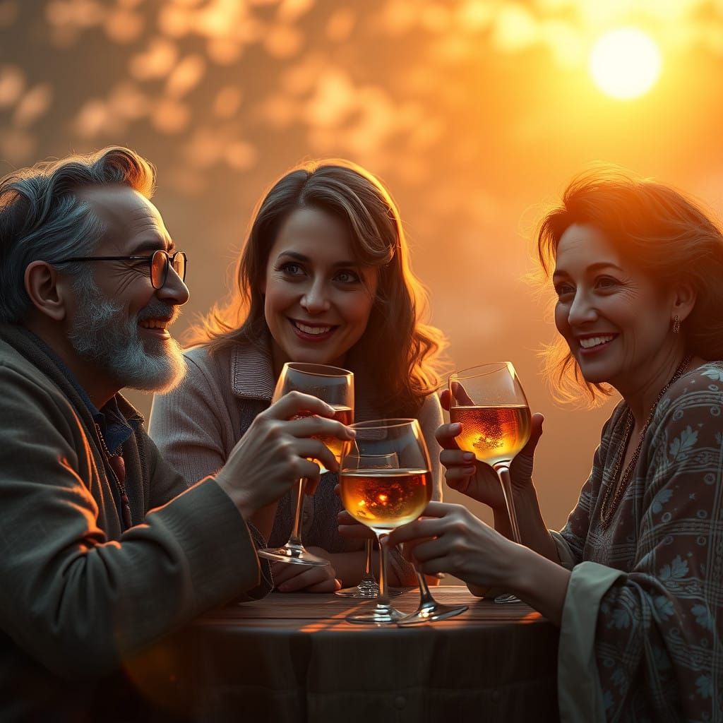 Inviting Family Portrait in Art Nouveau Style