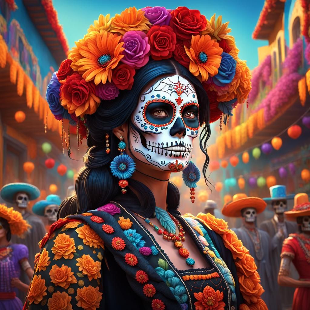 Día de Muertos Parade: Colorful and Detailed Costumes