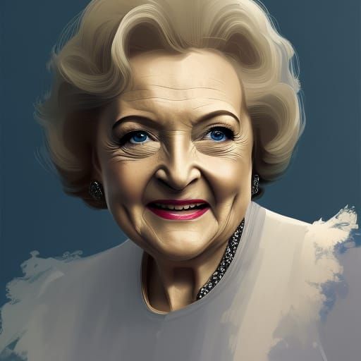 Betty White Portrait by Greg Rutkowski, Artgerm, Mucha