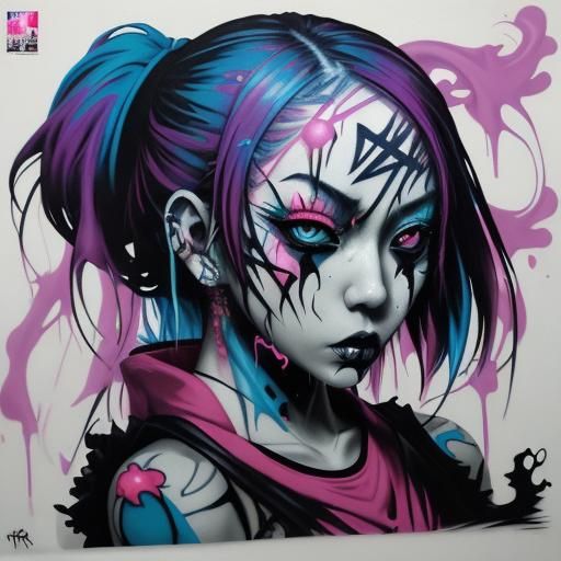 Japanese Gothic Female in Graffiti Art Style
