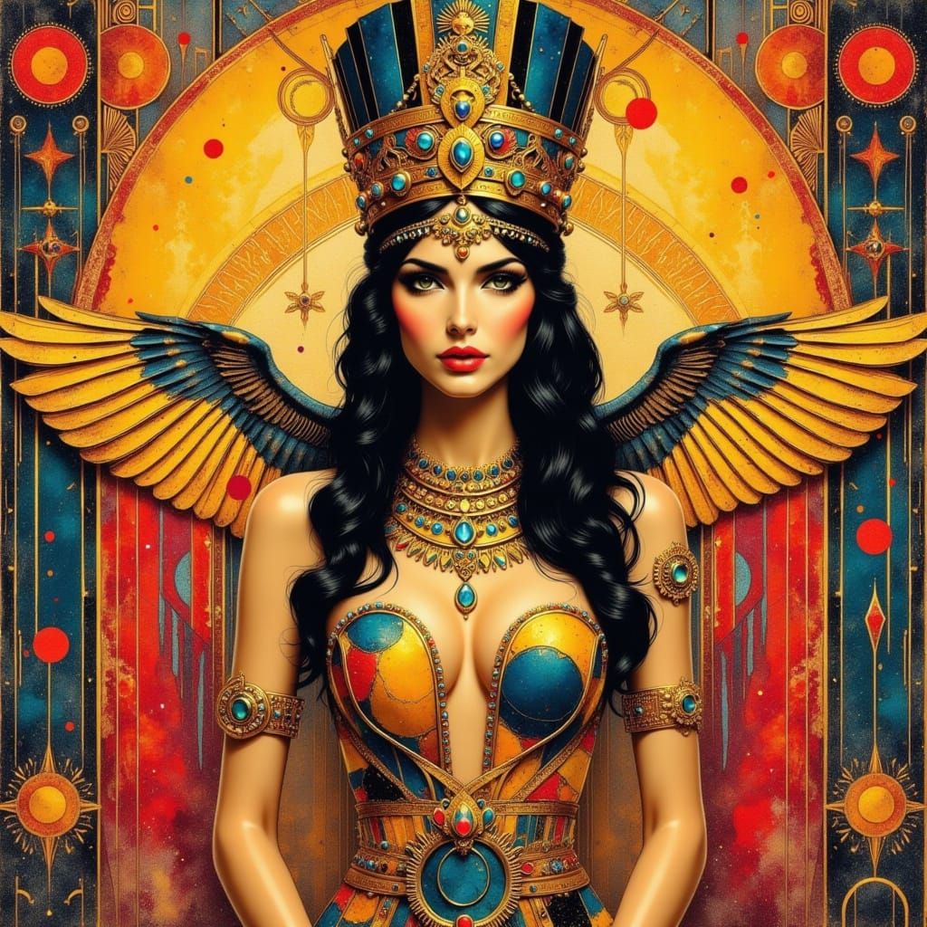 Cleopatra Portrait in Mixed Media Style