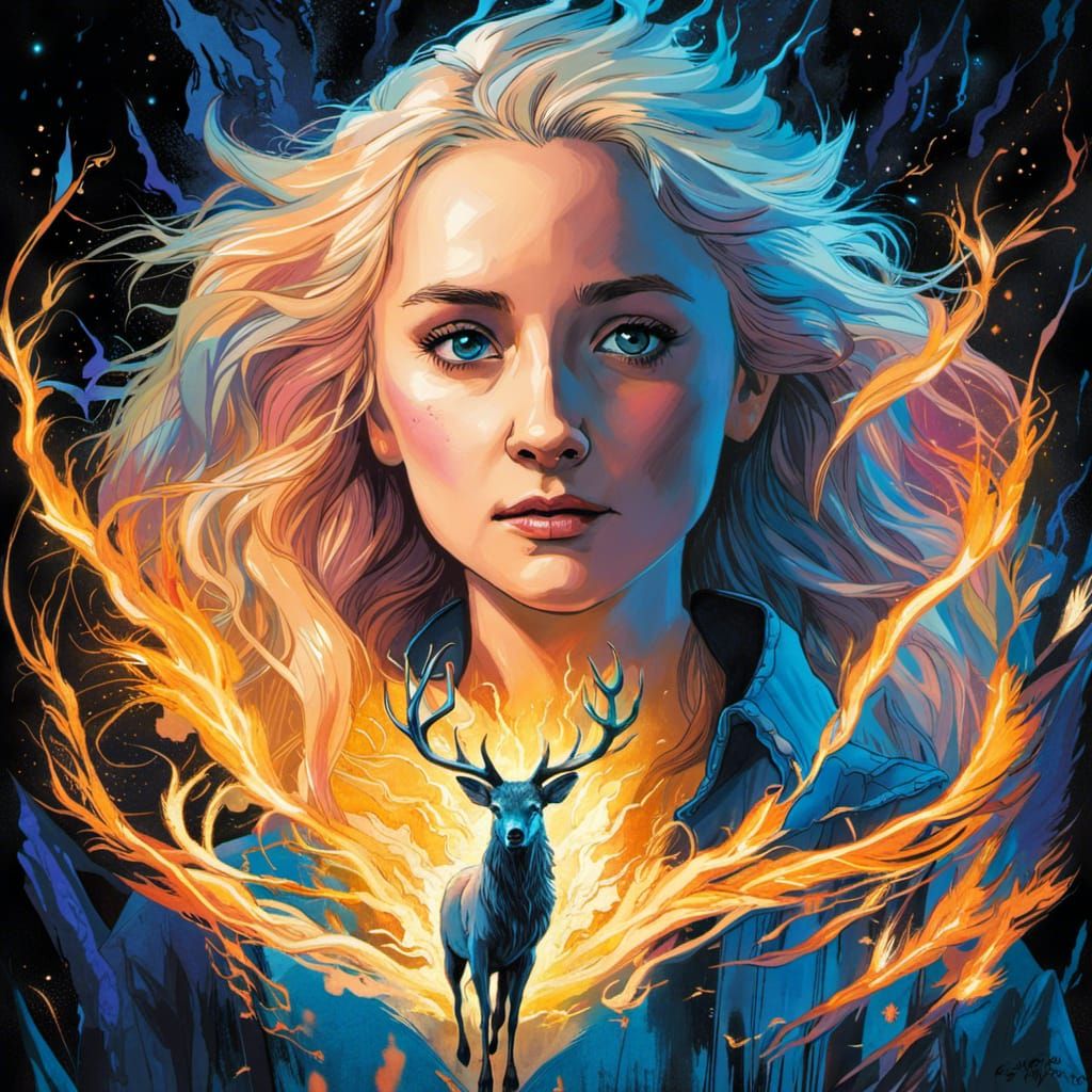 Luna Lovegood Casts Patronus Charm: Hyperrealistic Detailed ...