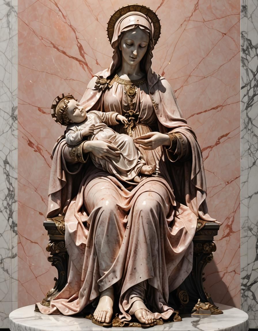 Art Deco Statue of Mary and Baby Jesus