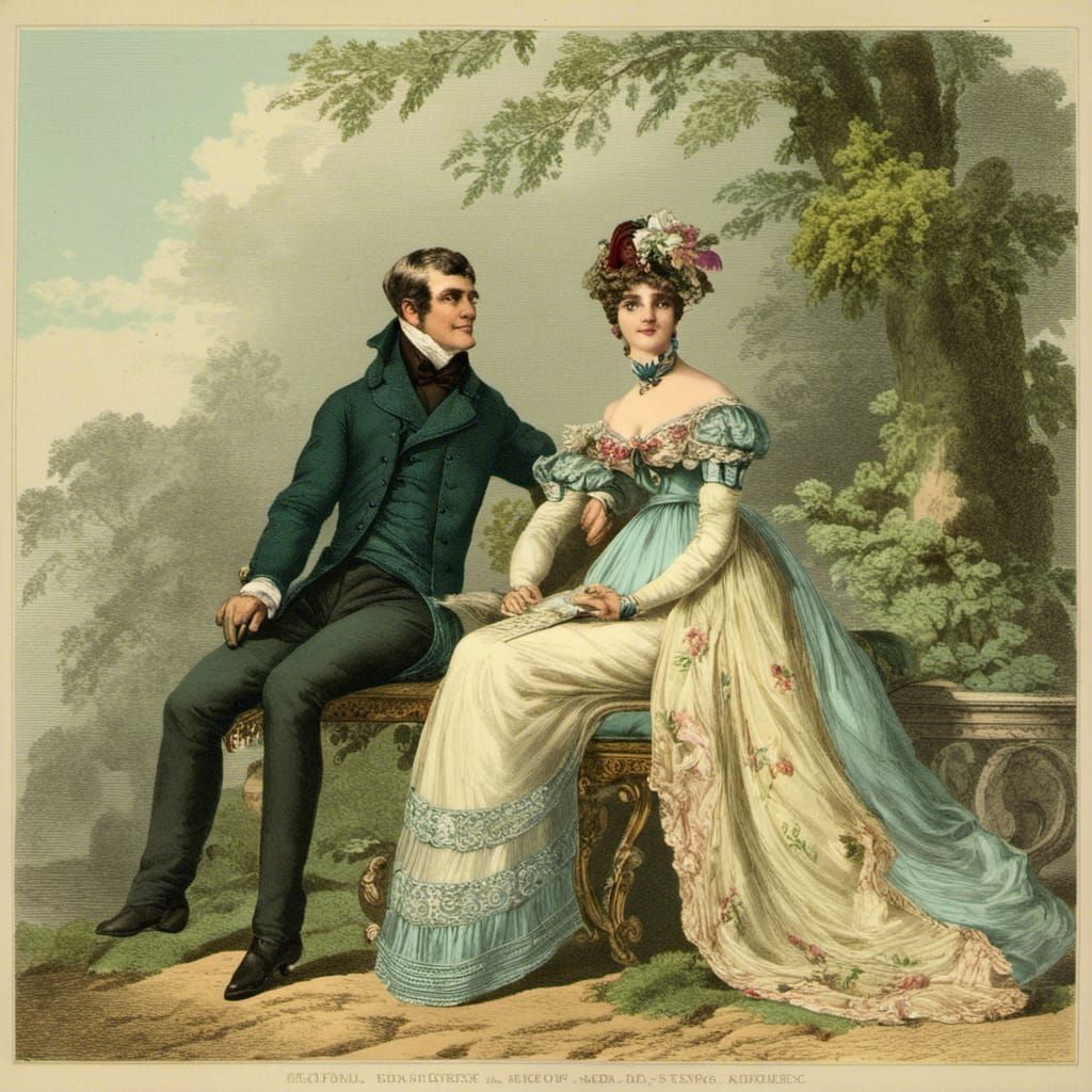 Regency Couple at Manor House in Historical Style