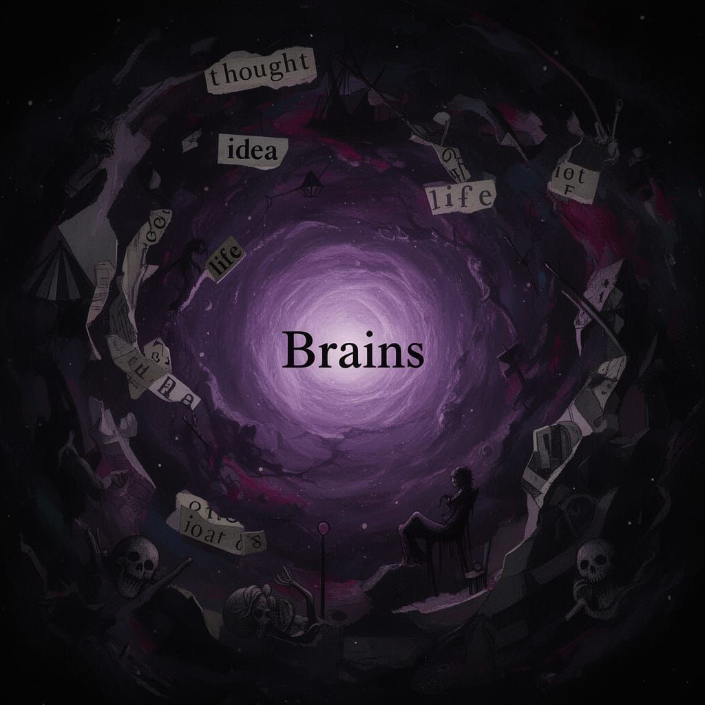 Dadaist Digital Collage of Dissolving Words in Void