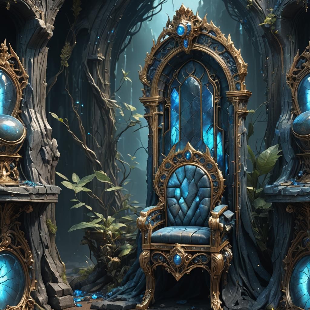 Blue Labradorite Throne: Detailed Fantasy Concept Art