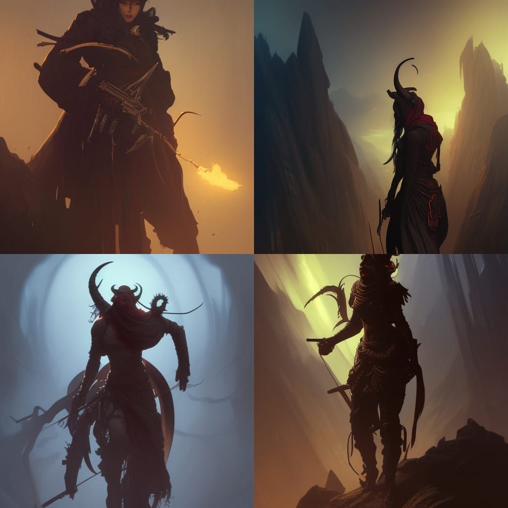 Gunslinger Tiefling in Dark Fantasy Style