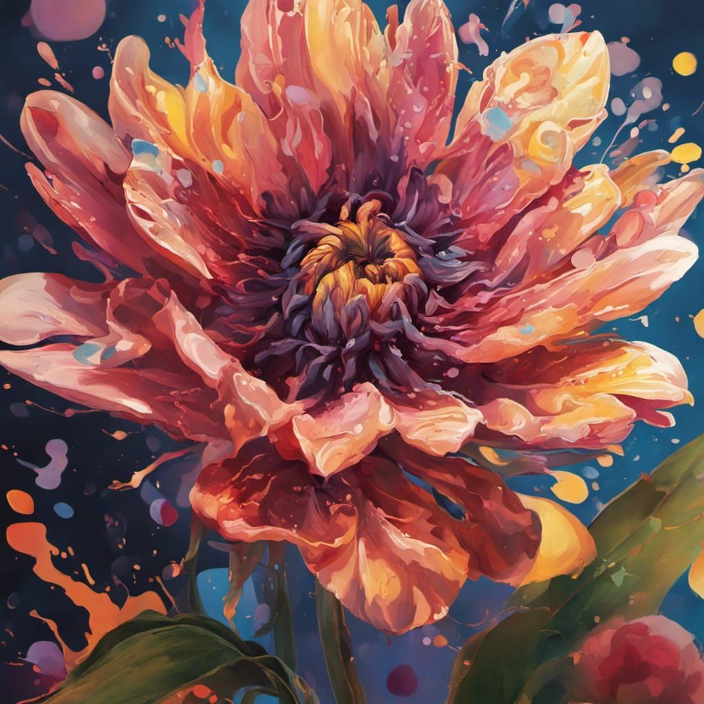 Hyperrealistic Flower in Splash Art Style