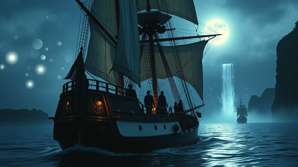 19th-Century Tall Ship in Mystical Dreamscape